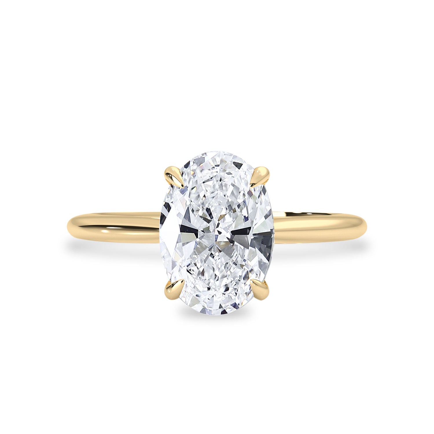 Ava Oval Solitaire Cathedral Engagement Ring, Moissanite/Lab Diamond