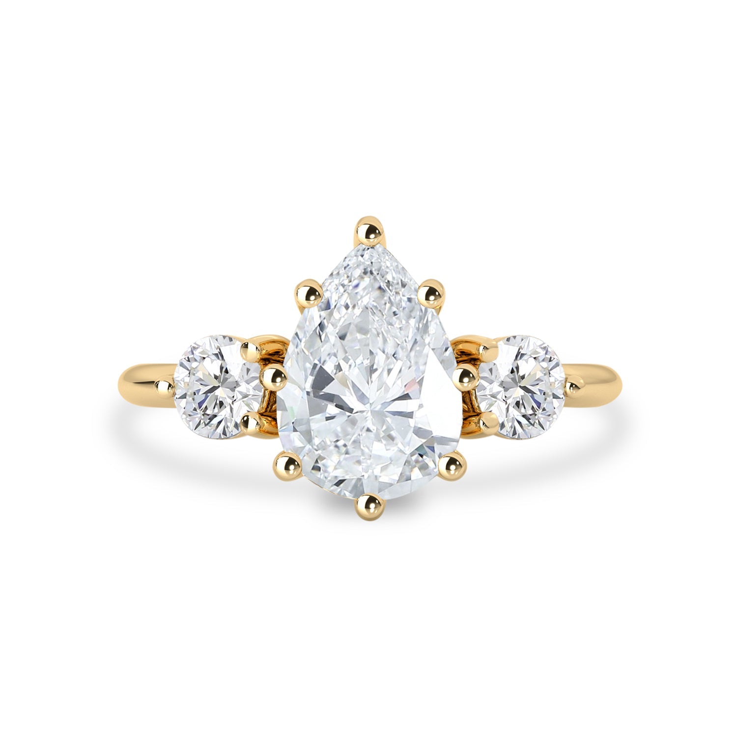 Nova Pear Three Stone Engagement Ring, Moissanite/Lab Grown Diamond