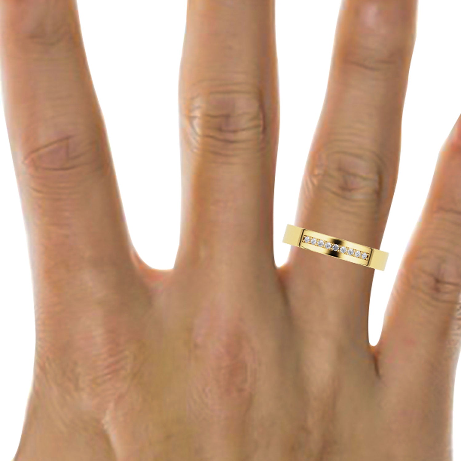 4mm Pavé Set Forever Wedding Band, 14k Gold