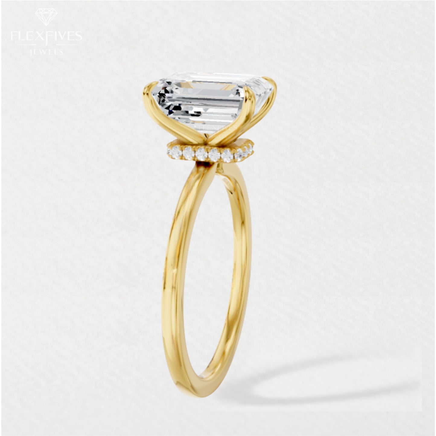 Yellow Gold Emerald CUT engagement Ring , Emerald Cut Diamond Ring , Timeless Engagement Ring , Classic Ring For Her , Moissanite Ring