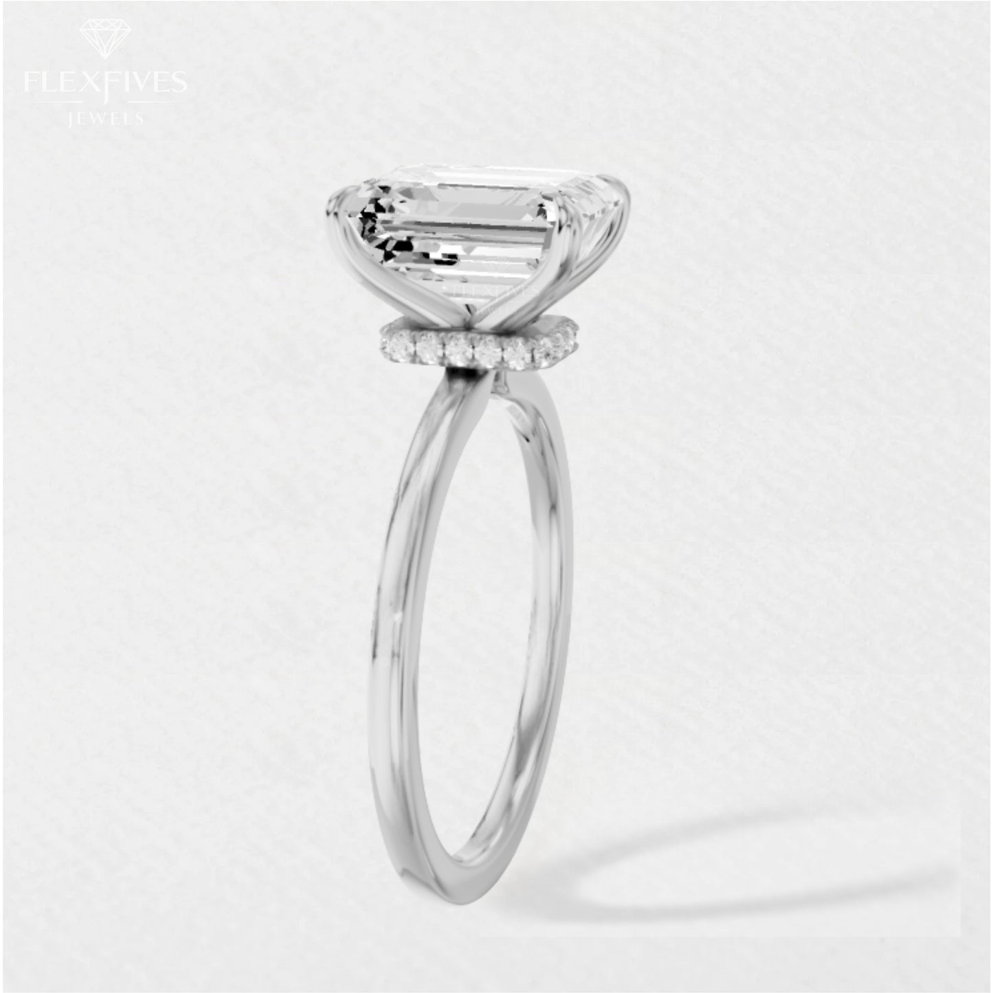 Yellow Gold Emerald CUT engagement Ring , Emerald Cut Diamond Ring , Timeless Engagement Ring , Classic Ring For Her , Moissanite Ring