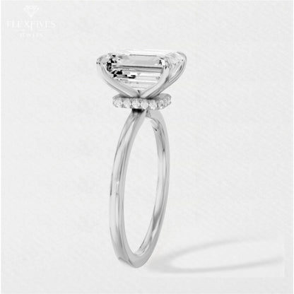 Yellow Gold Emerald CUT engagement Ring , Emerald Cut Diamond Ring , Timeless Engagement Ring , Classic Ring For Her , Moissanite Ring