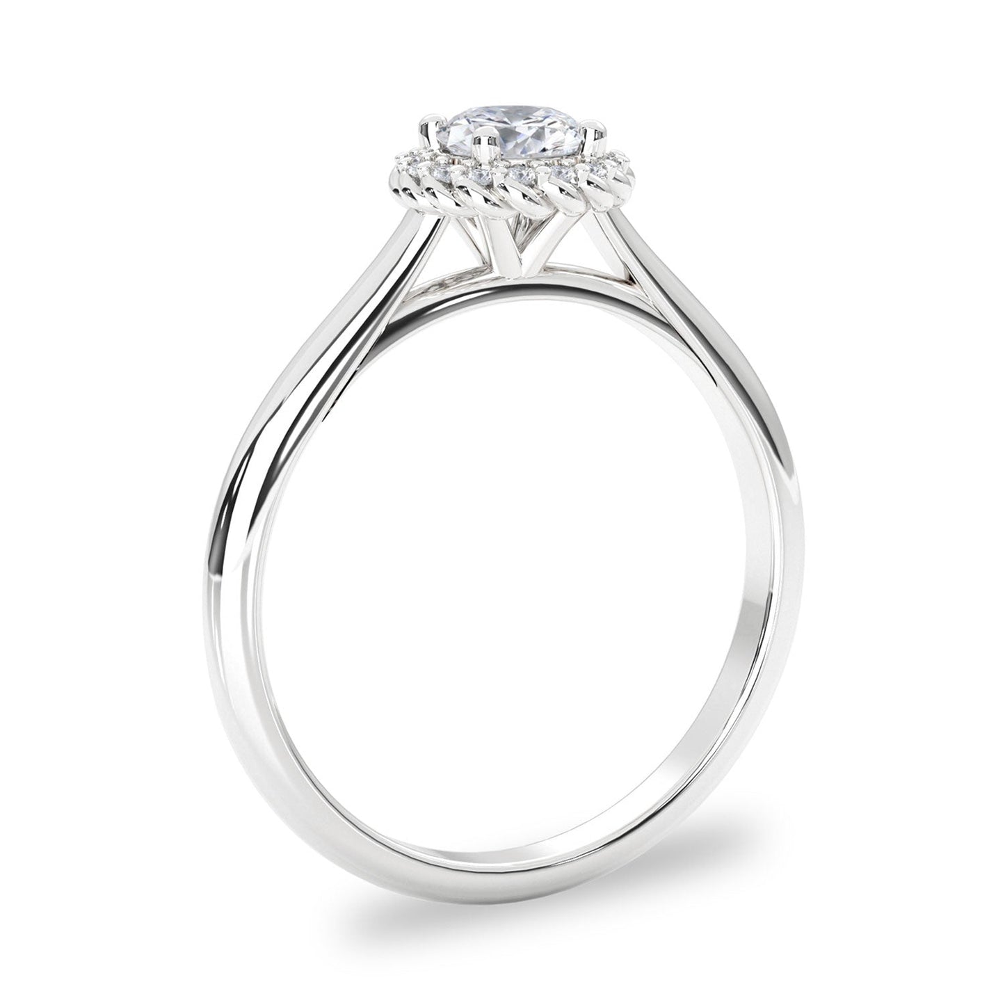 Anastasia’s Dream Twist Halo Engagement Ring, Round Brilliant