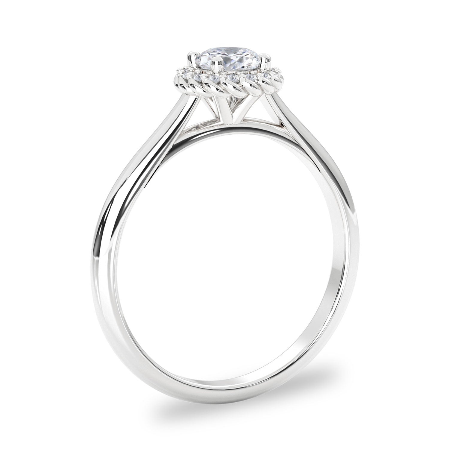 Anastasia’s Dream Twist Halo Engagement Ring, Round Brilliant With Halo