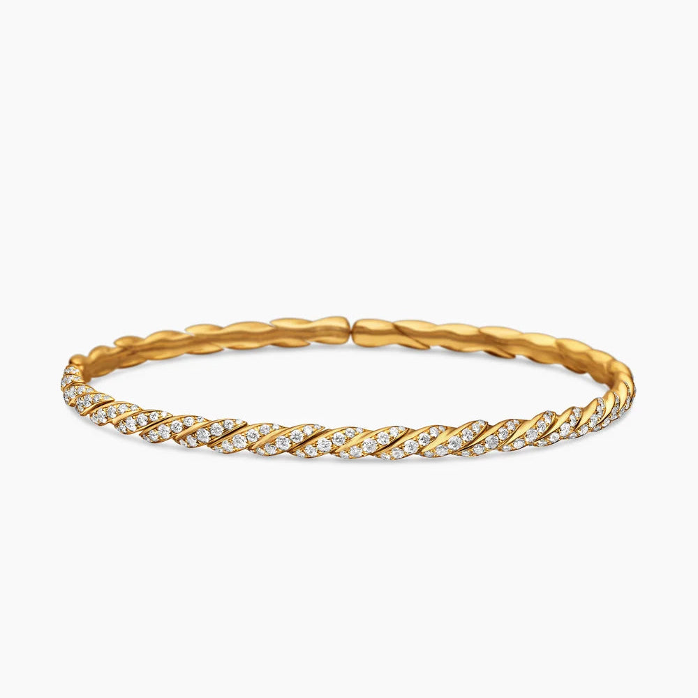 Luxury 18K Gold Diamond Twist Bangle Bracelet