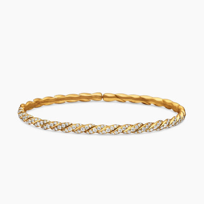 Luxury 18K Gold Diamond Twist Bangle Bracelet