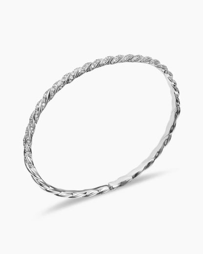 Luxury 18K Gold Diamond Twist Bangle Bracelet