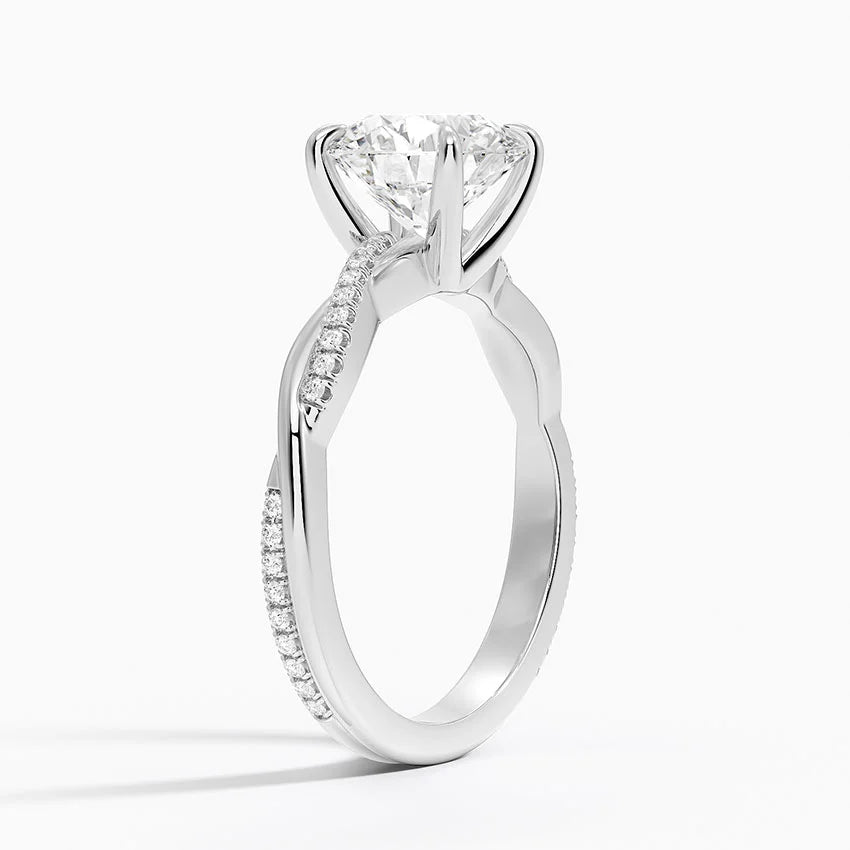Delicate Twisted Diamond Ring in 18K White Gold