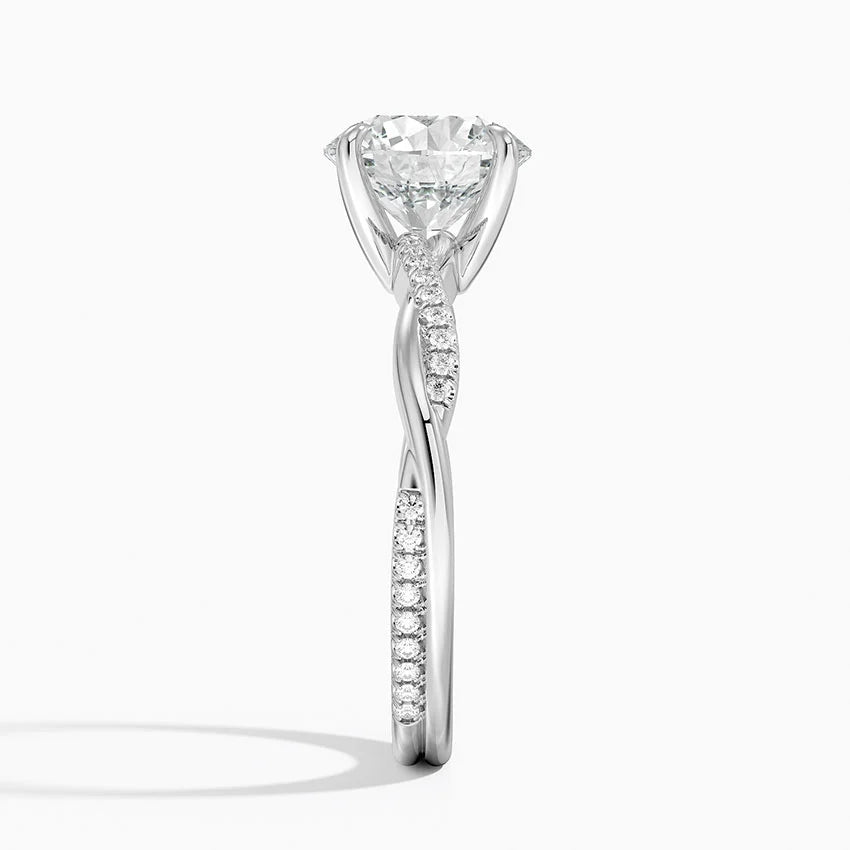 Delicate Twisted Diamond Ring in 18K White Gold