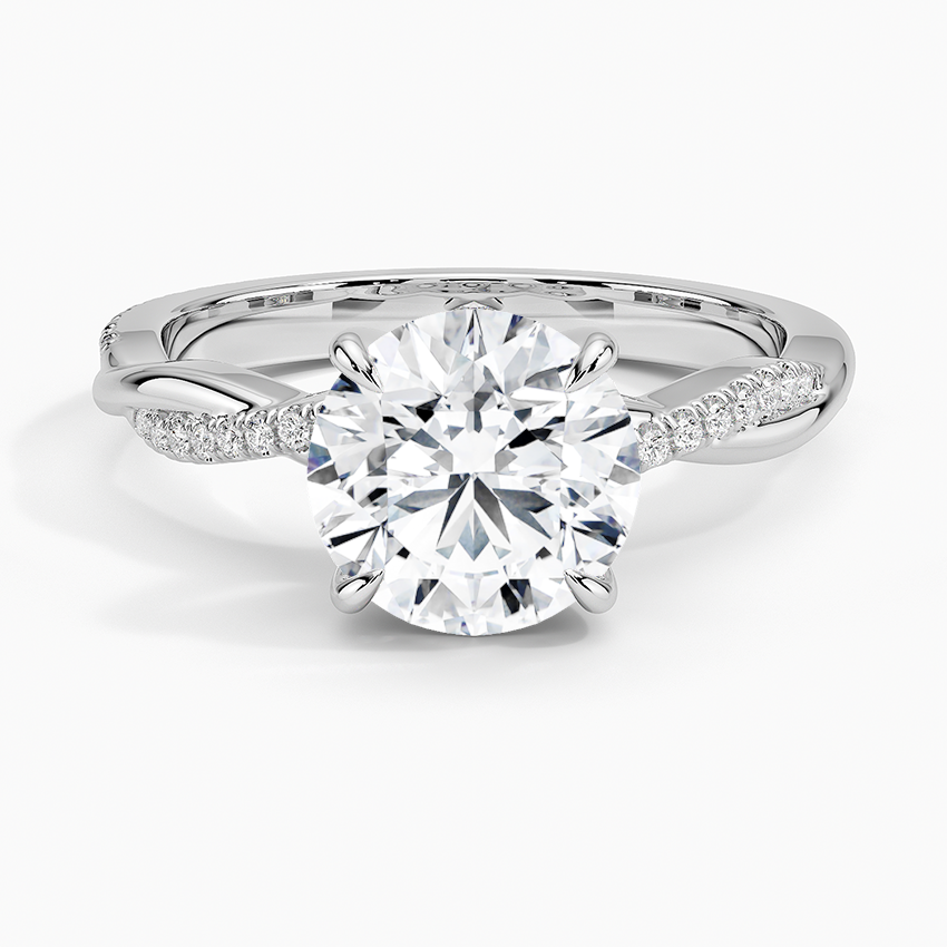 Delicate Twisted Diamond Ring in 18K White Gold