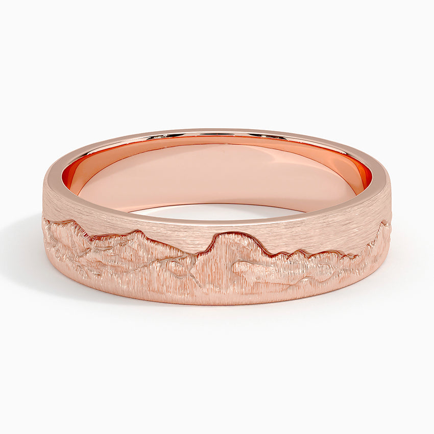 Everest 5mm Wedding Ring - Nature-Inspired Matte Band with Mount Everest Landscape