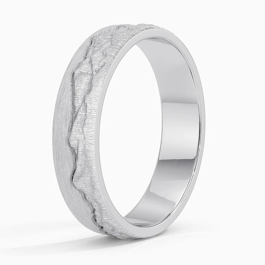 Everest 5mm Wedding Ring - Nature-Inspired Matte Band with Mount Everest Landscape