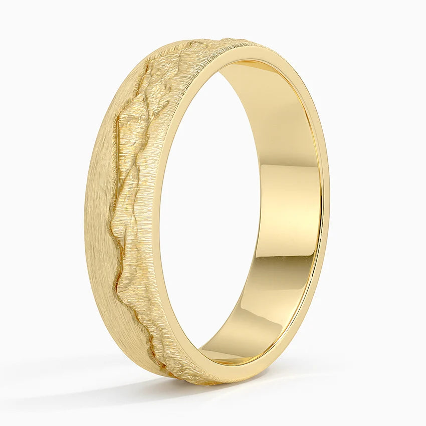 Everest 5mm Wedding Ring - Nature-Inspired Matte Band with Mount Everest Landscape