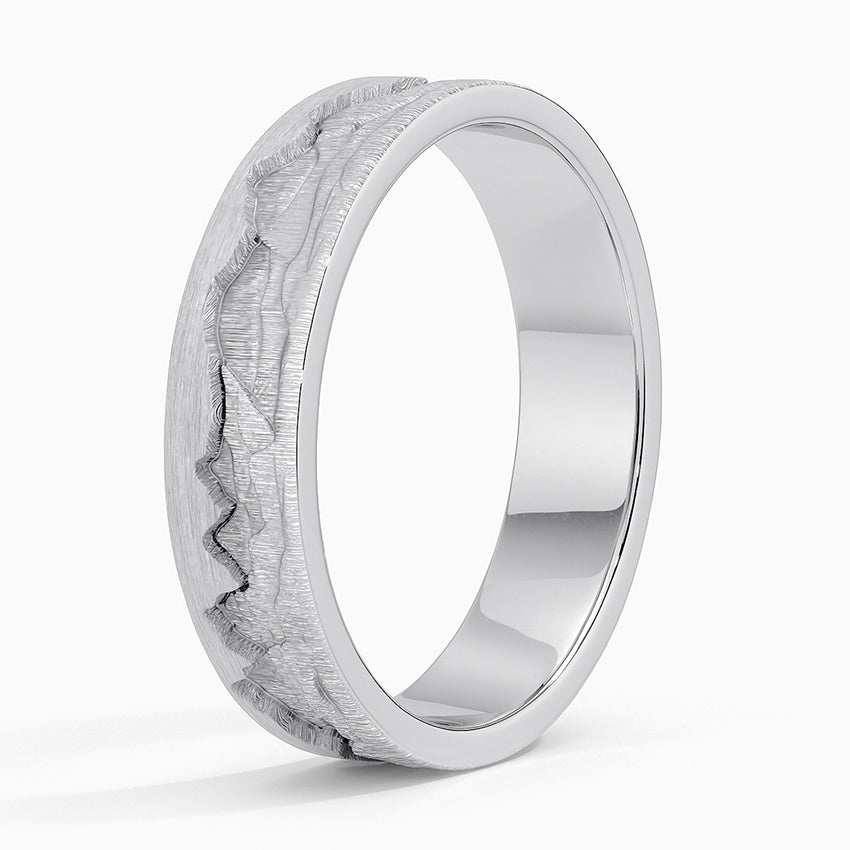 Everest 5mm Wedding Ring - Nature-Inspired Matte Band with Mount Everest Landscape