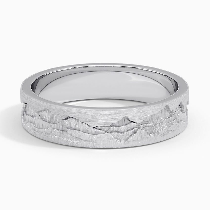 Everest 5mm Wedding Ring - Nature-Inspired Matte Band with Mount Everest Landscape