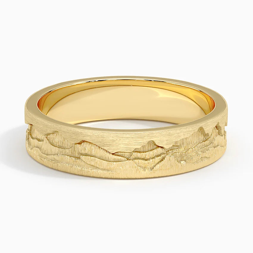 Everest 5mm Wedding Ring - Nature-Inspired Matte Band with Mount Everest Landscape