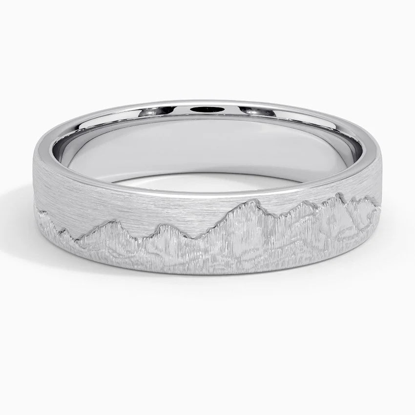 Everest 5mm Wedding Ring - Nature-Inspired Matte Band with Mount Everest Landscape