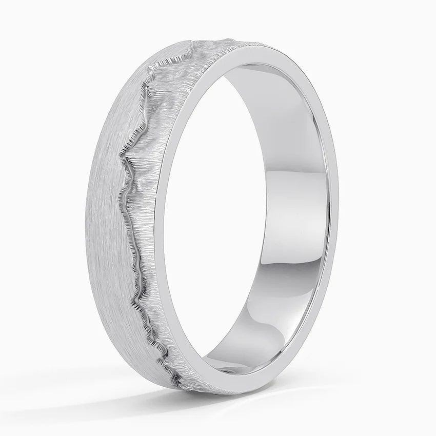 Everest 5mm Wedding Ring - Nature-Inspired Matte Band with Mount Everest Landscape