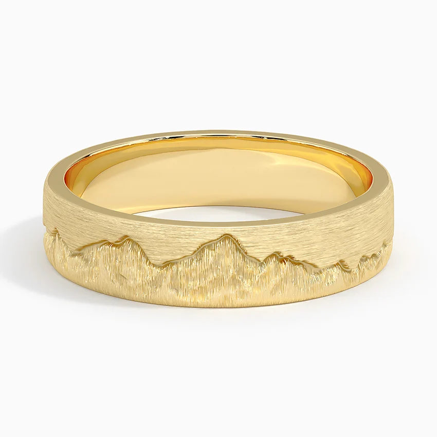 Everest 5mm Wedding Ring - Nature-Inspired Matte Band with Mount Everest Landscape