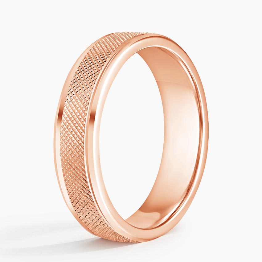 Maverick 5.5mm Wedding Ring - Stylish Knurled Band with Polished Grooves