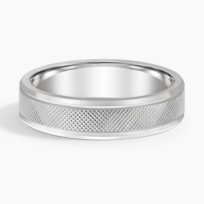 Maverick 5.5mm Wedding Ring - Stylish Knurled Band with Polished Grooves