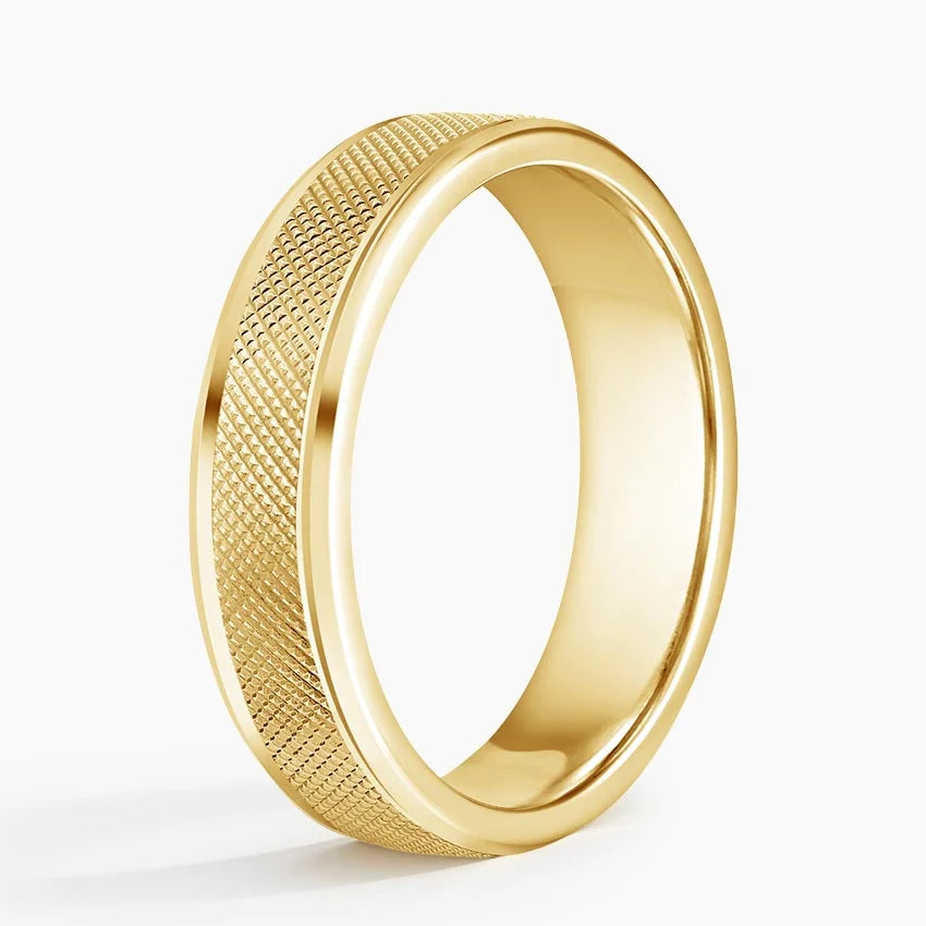 Maverick 5.5mm Wedding Ring - Stylish Knurled Band with Polished Grooves