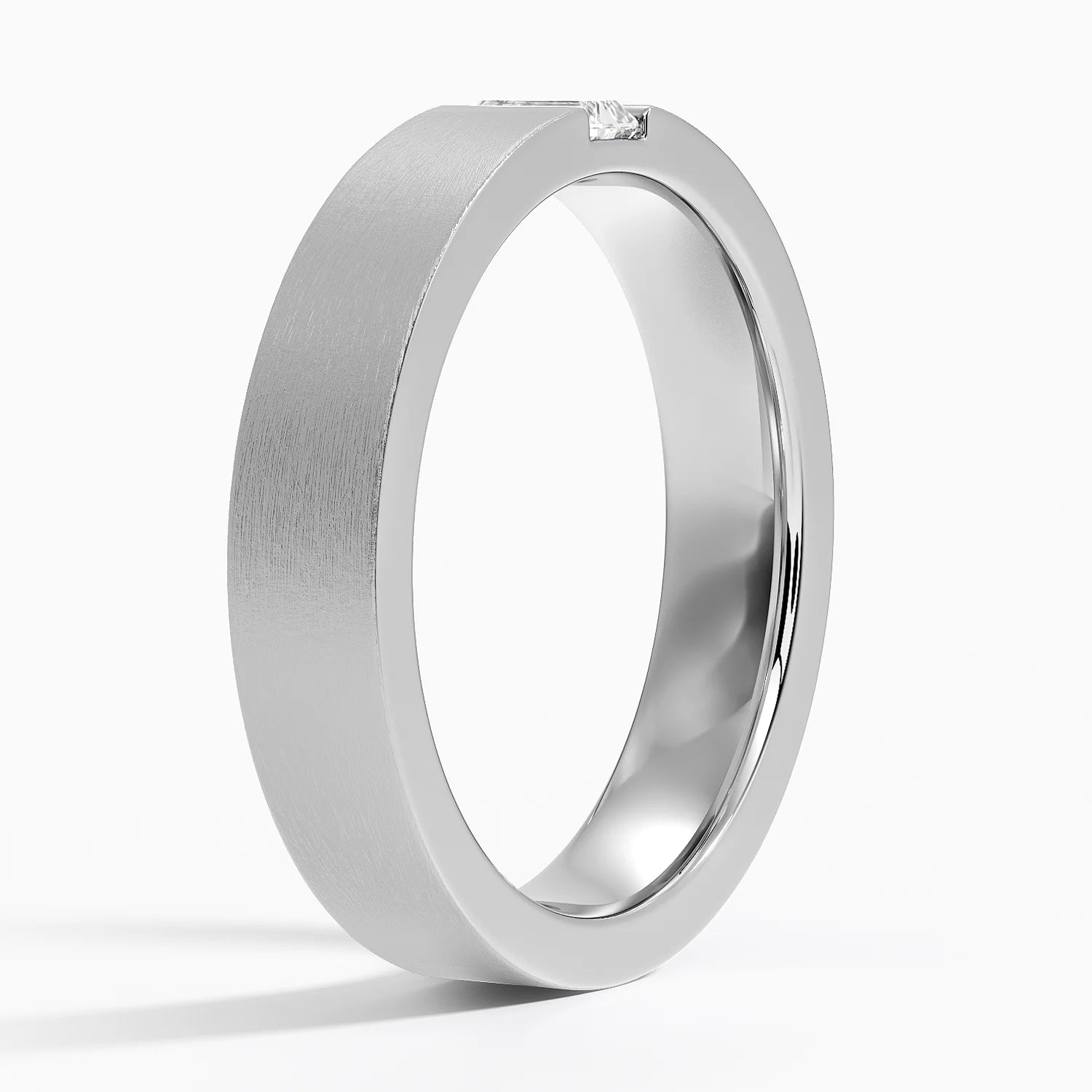 Luxe Apollo Diamond 4.5mm Wedding Ring - Matte Finish with Vertical Baguette Diamond