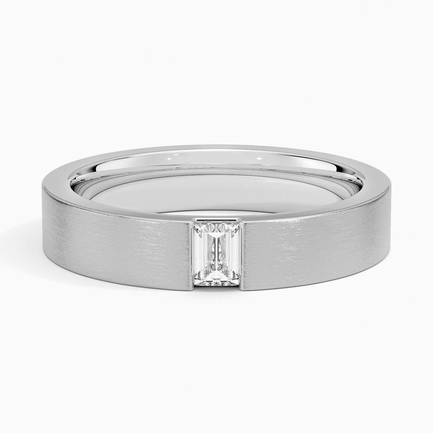 Luxe Apollo Diamond 4.5mm Wedding Ring - Matte Finish with Vertical Baguette Diamond