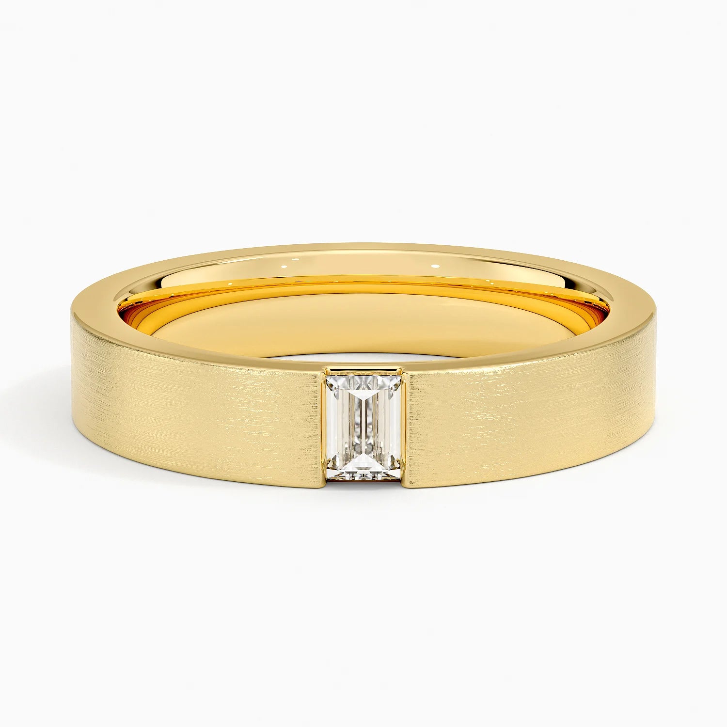 Luxe Apollo Diamond 4.5mm Wedding Ring - Matte Finish with Vertical Baguette Diamond