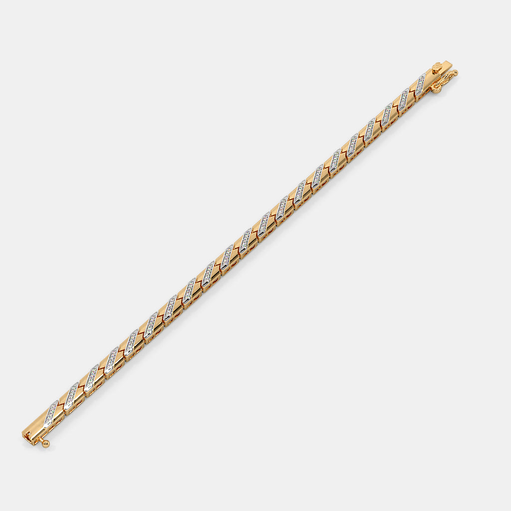 Gold Chevron Link Bracelet with Diamond Accents