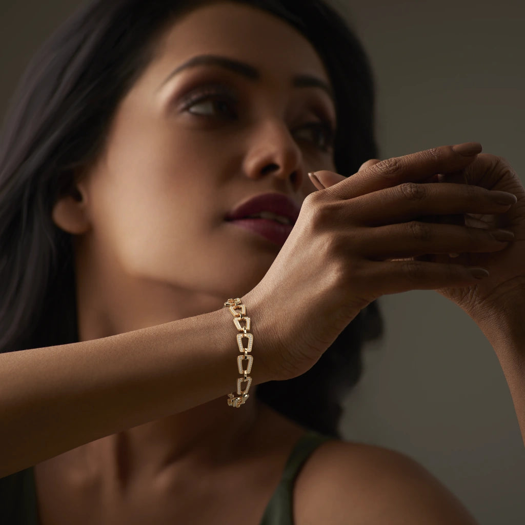 Gold Open-Link Diamond Bracelet