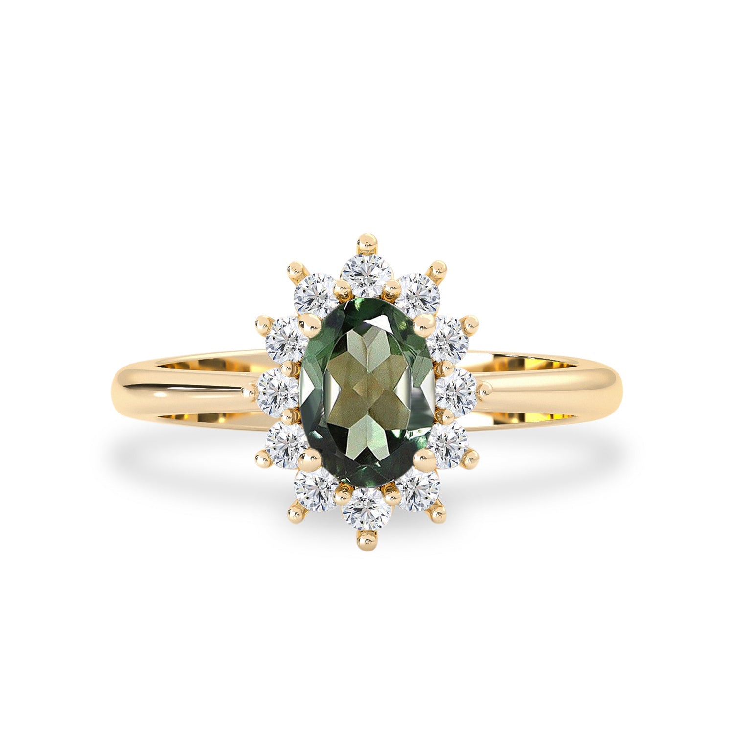 Stunning Belle Halo Engagement Ring, Tourmaline & Diamonds