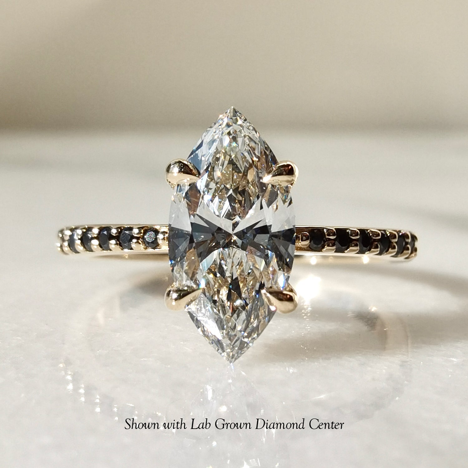 Beloved Marquise Cut Solitaire Engagement Ring, Moissanite/Lab Diamond