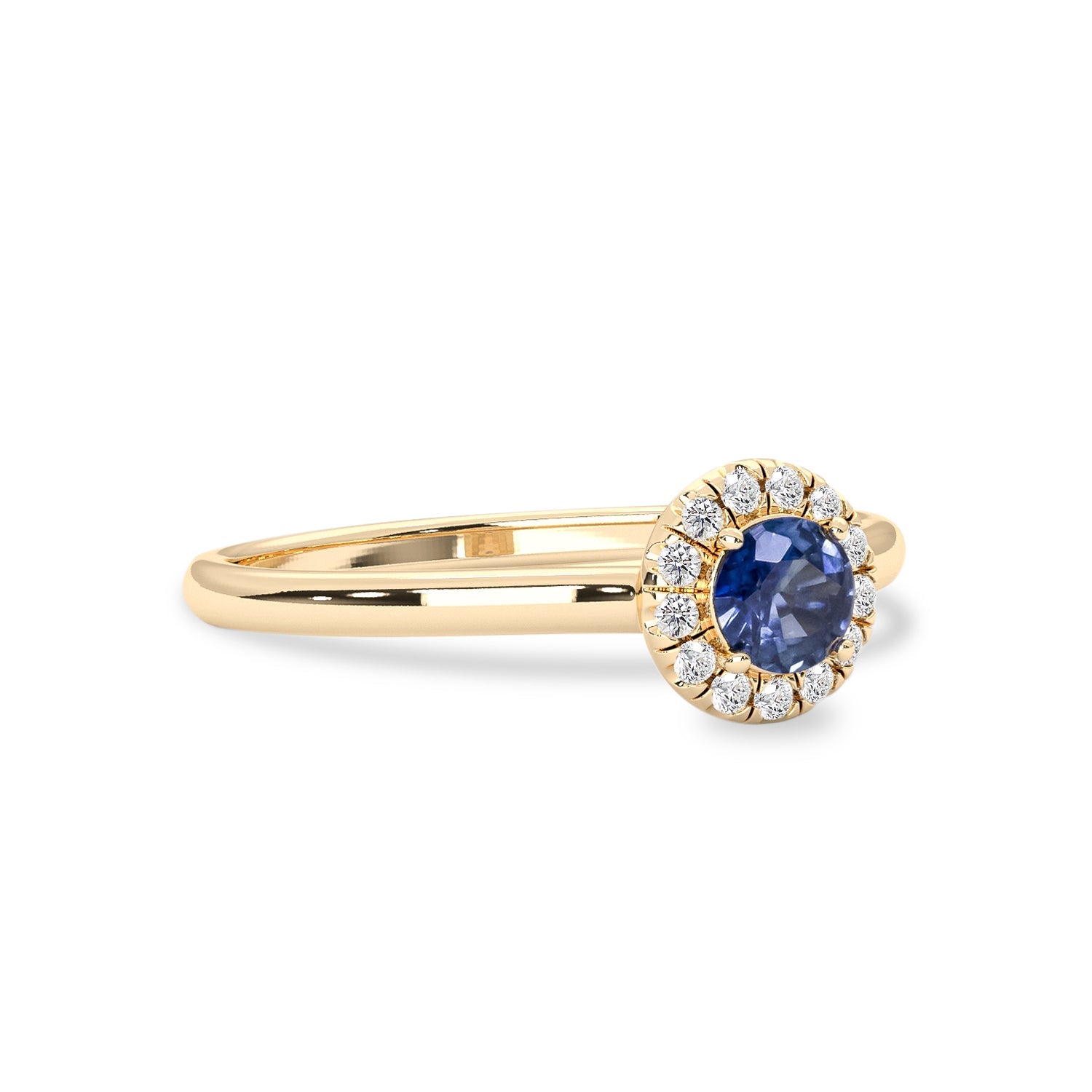 Anastasia’s Dream Pavé Halo Engagement Ring, Lab Grown Blue Sapphire