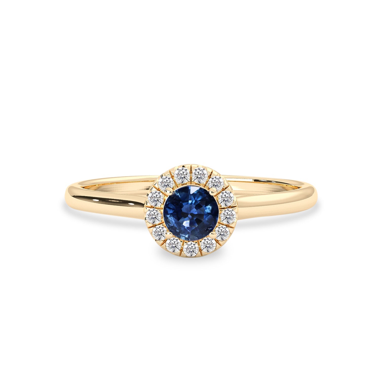 Anastasia’s Dream Pavé Halo Engagement Ring, Lab Grown Blue Sapphire