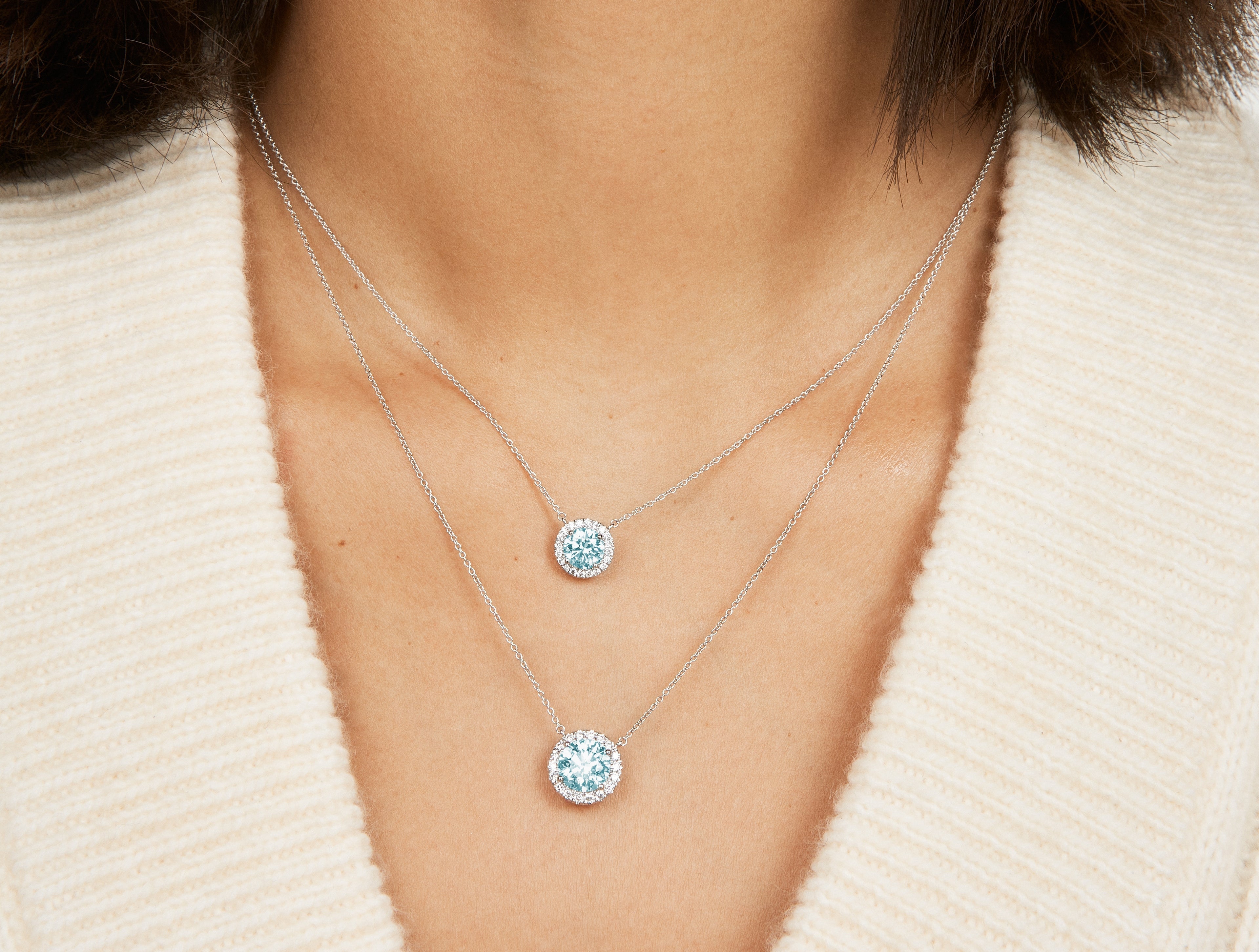 Lab-Grown Diamond 2ct. tw. Halo Pendant | Blue