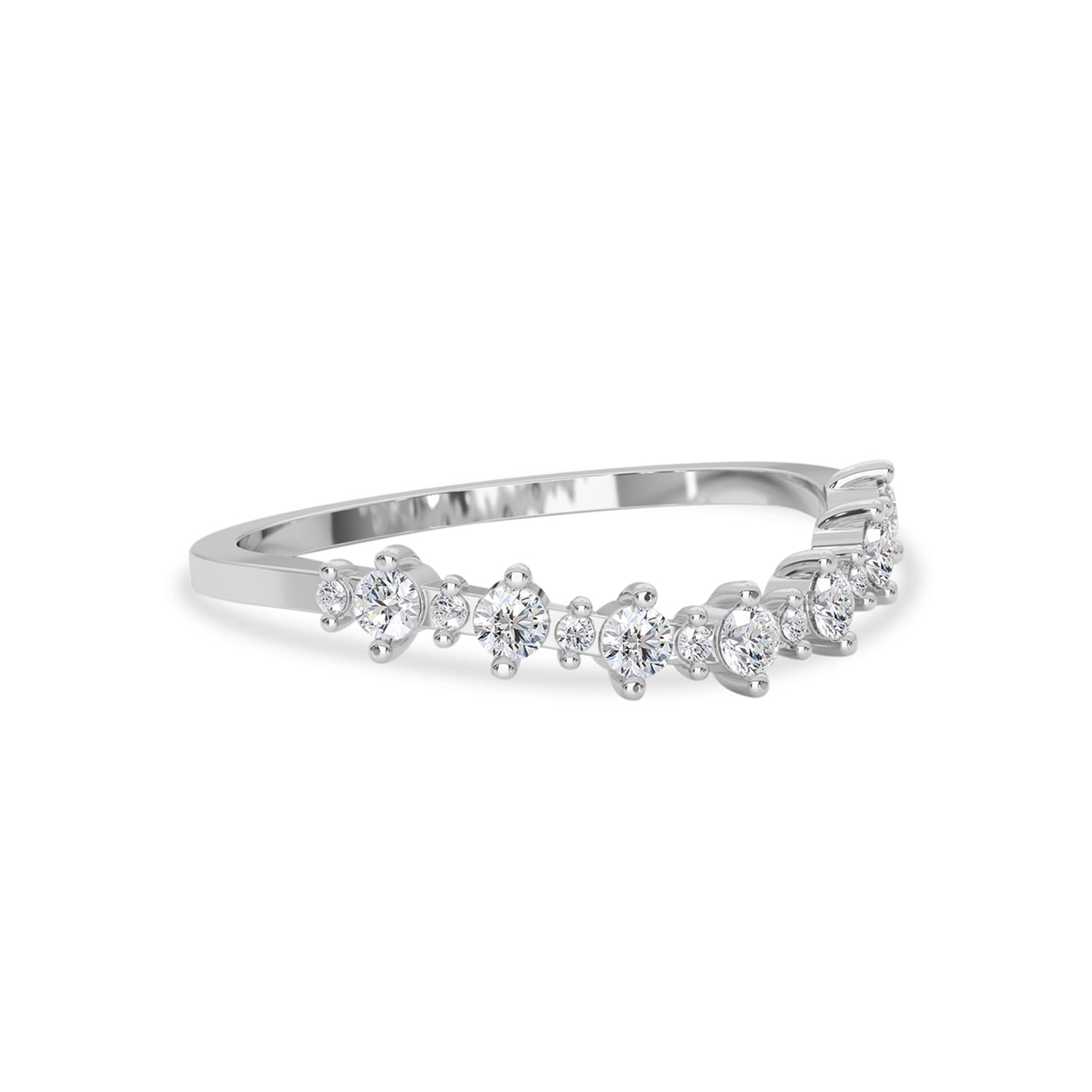 Twinkle Star Curved Half Eternity Ring, Round Brilliant