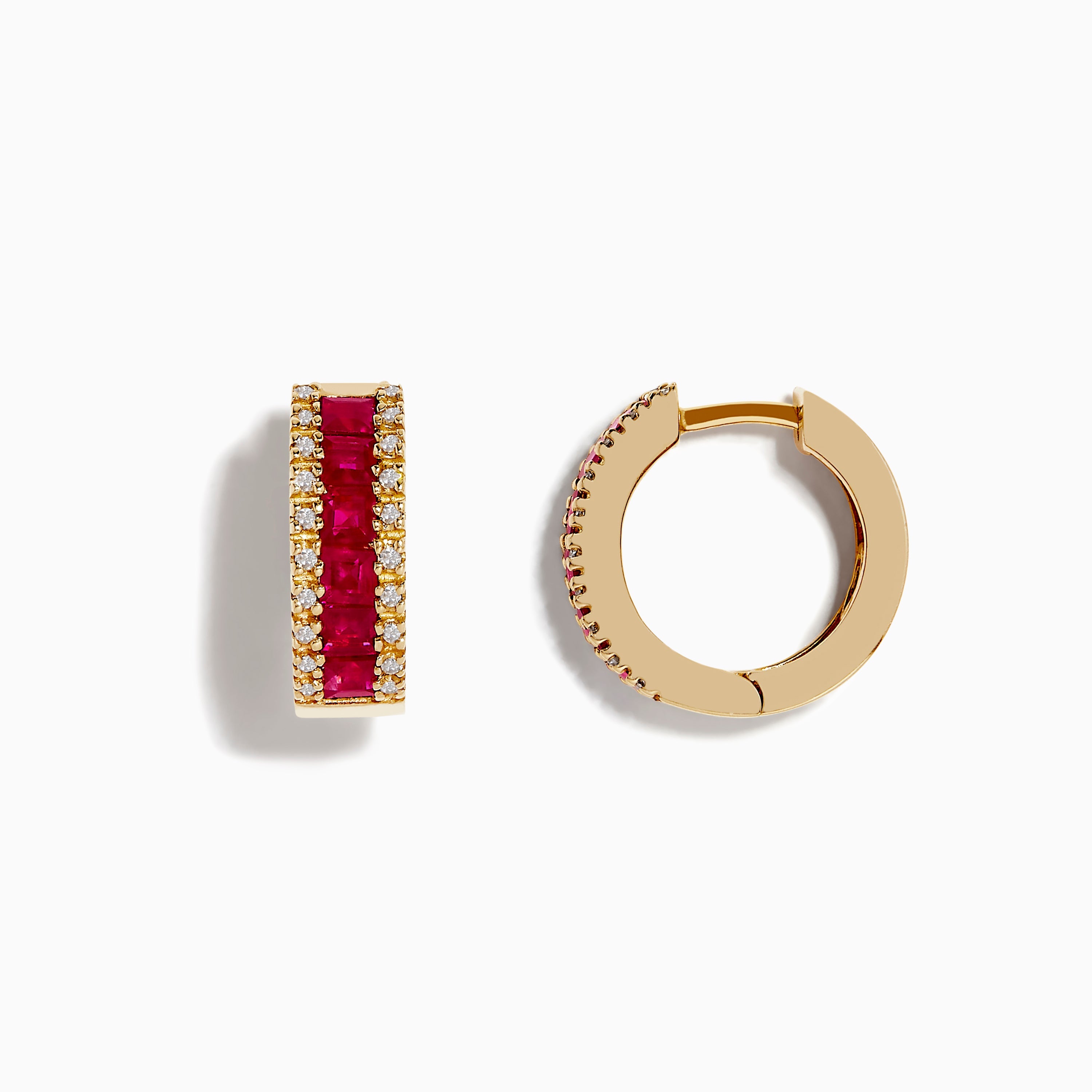 14K solid gold diamond hoop earrings for women with brilliant round-cut diamonds, perfect for luxury everyday wear.