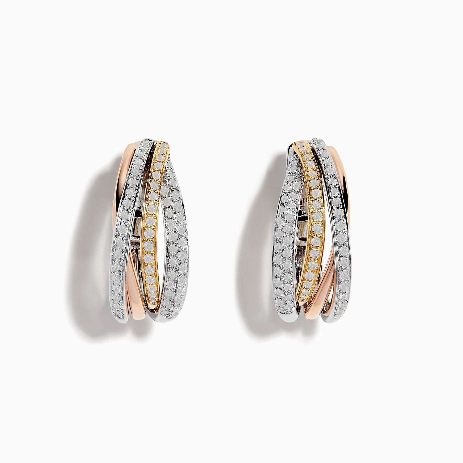 14K solid gold diamond hoop earrings for women with brilliant round-cut diamonds, perfect for luxury everyday wear.