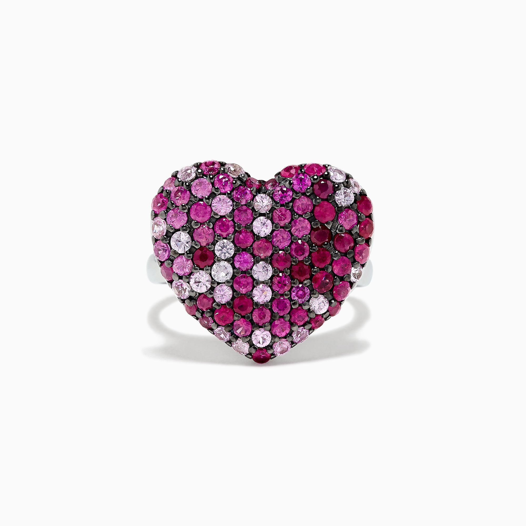 925 Sterling Silver Pink Sapphire Splash Heart Ring, 2.53 TCW