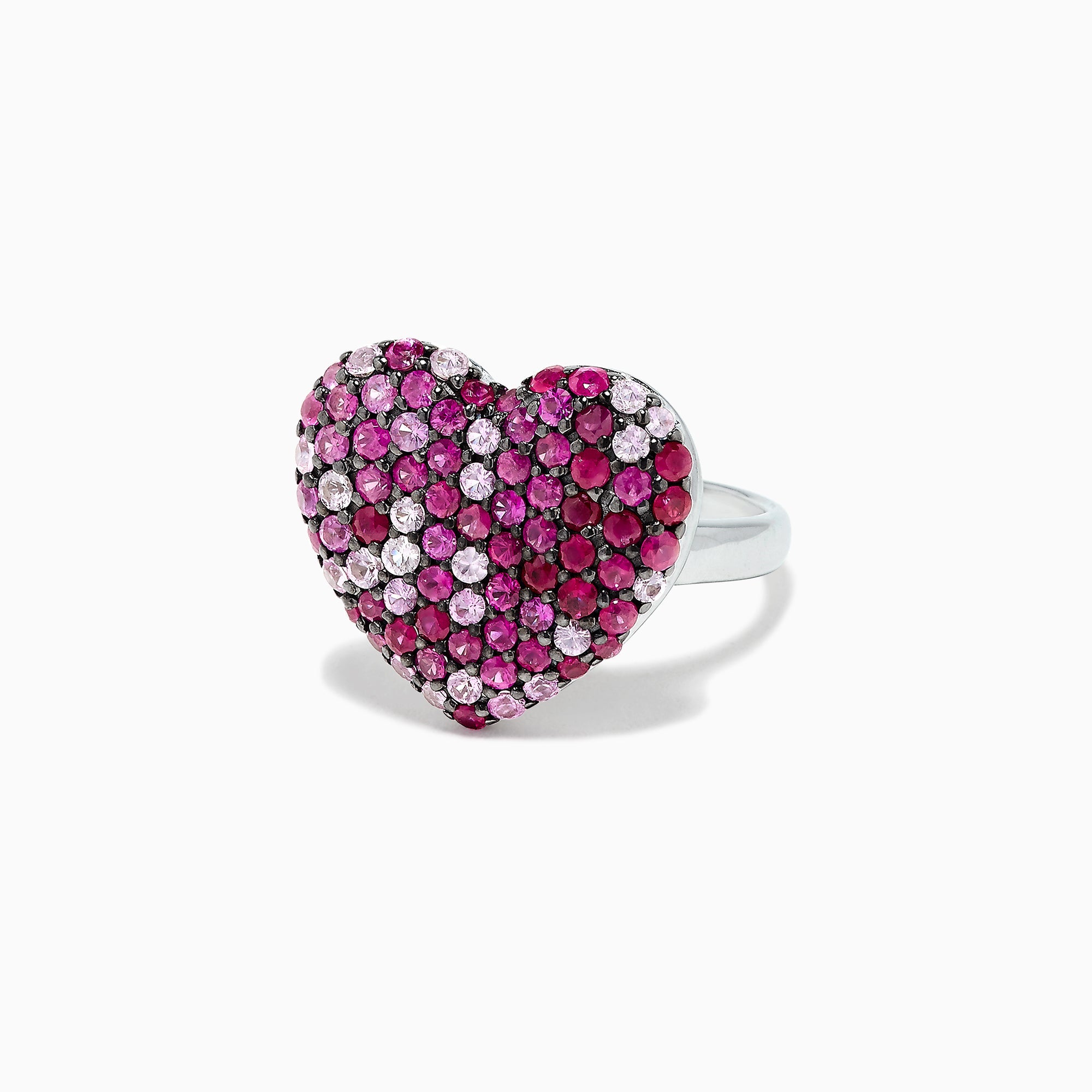 925 Sterling Silver Pink Sapphire Splash Heart Ring, 2.53 TCW