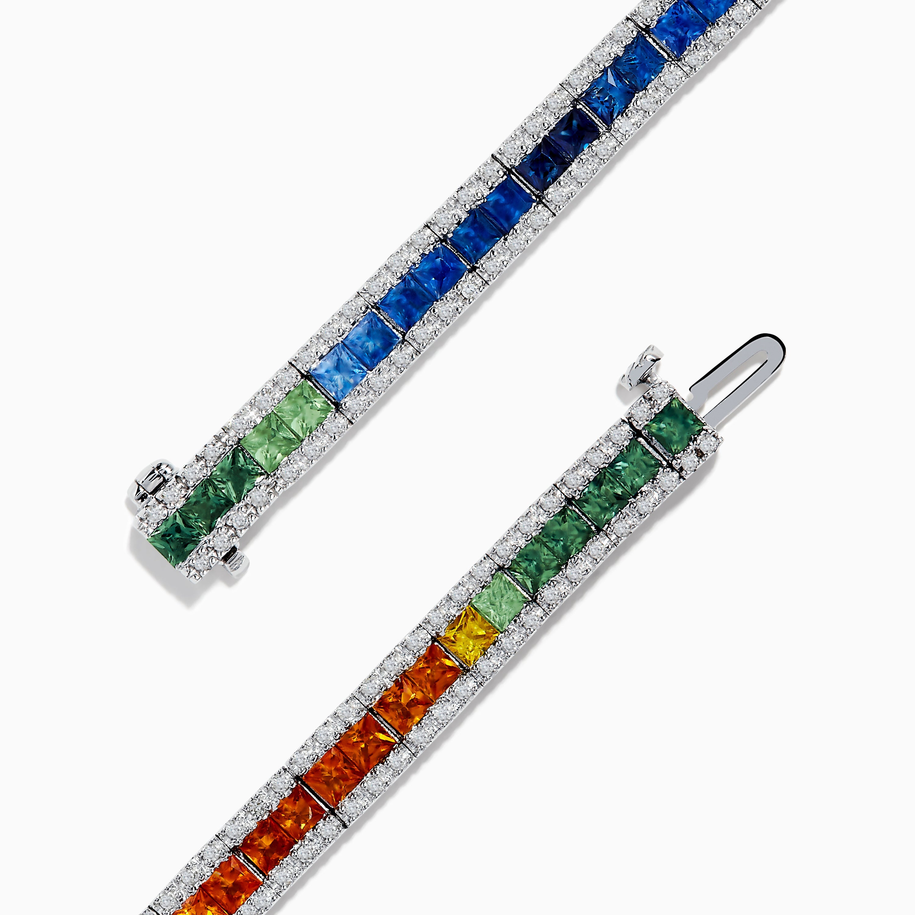 Watercolors 14K White Gold Multi Sapphire & Diamond Bracelet, 9.16 TCW