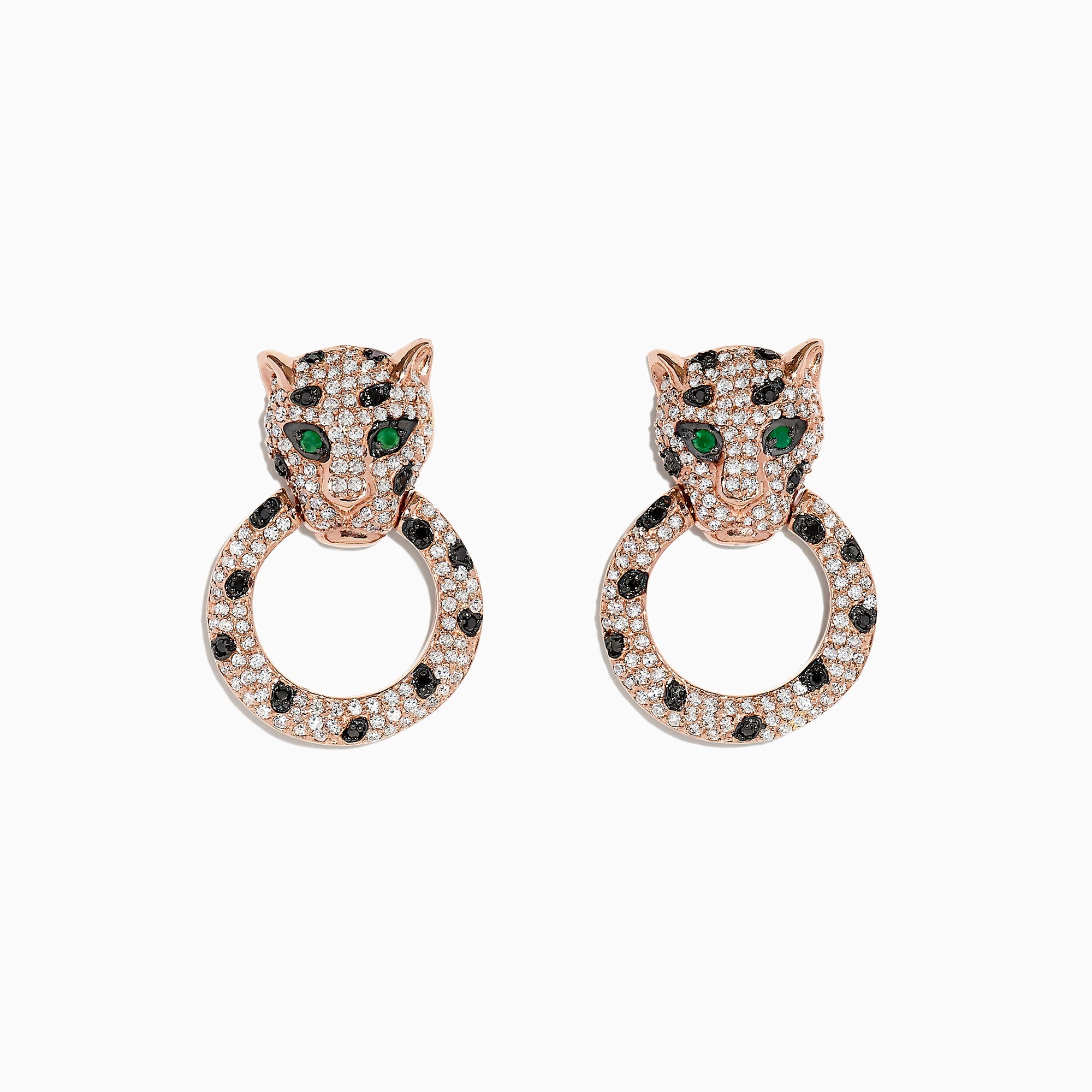 Signature 14K Rose Gold Diamond and Emerald Earrings, 1.57 TCW