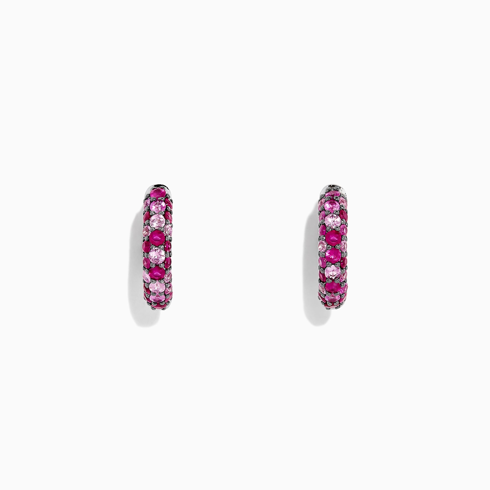 925 Sterling Silver Pink Sapphire Splash Huggie Earrings, 1.80 TCW