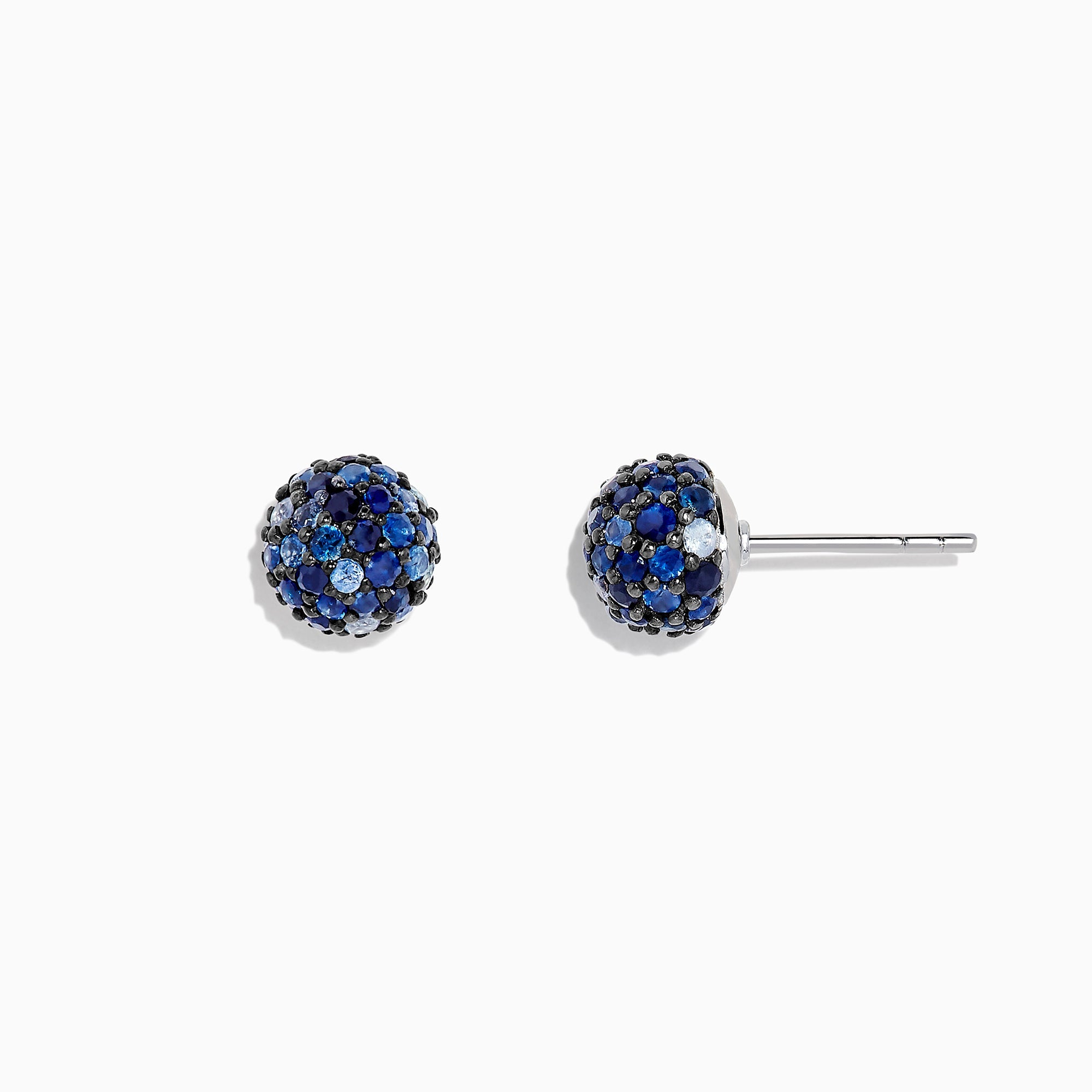 925 Sterling Silver Blue Sapphire Splash Stud Earrings, 2.26 TCW