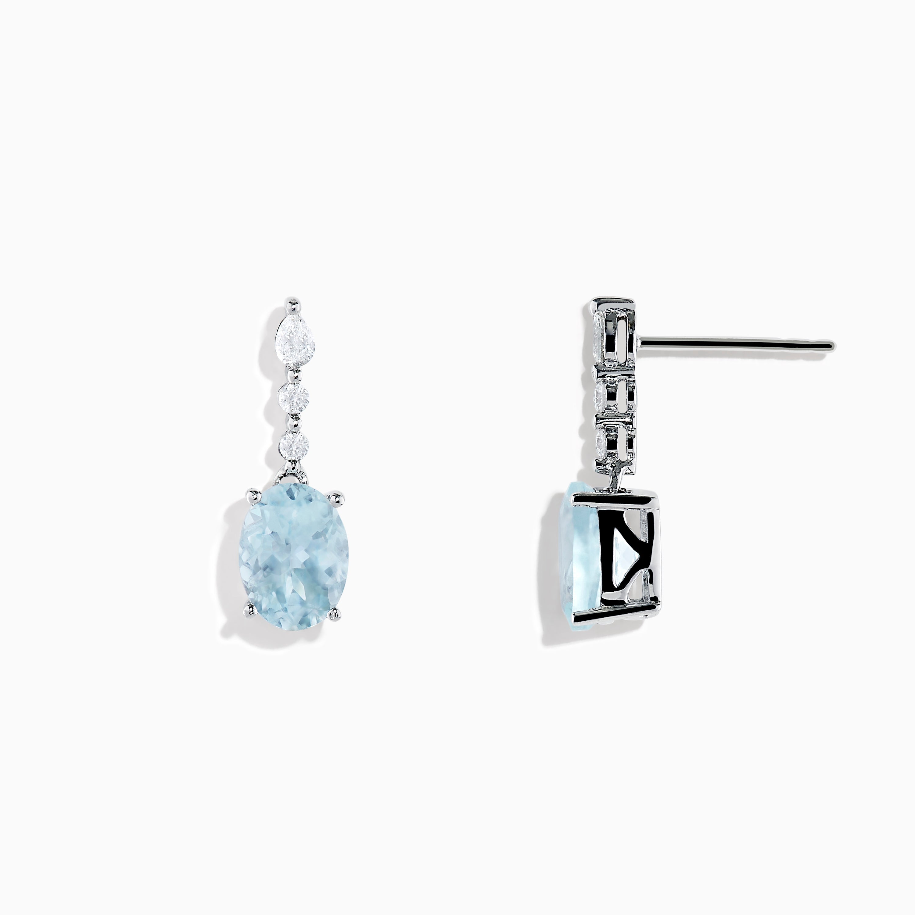 Aquarius 14K White Gold Aquamarine and Diamond Drop Earrings