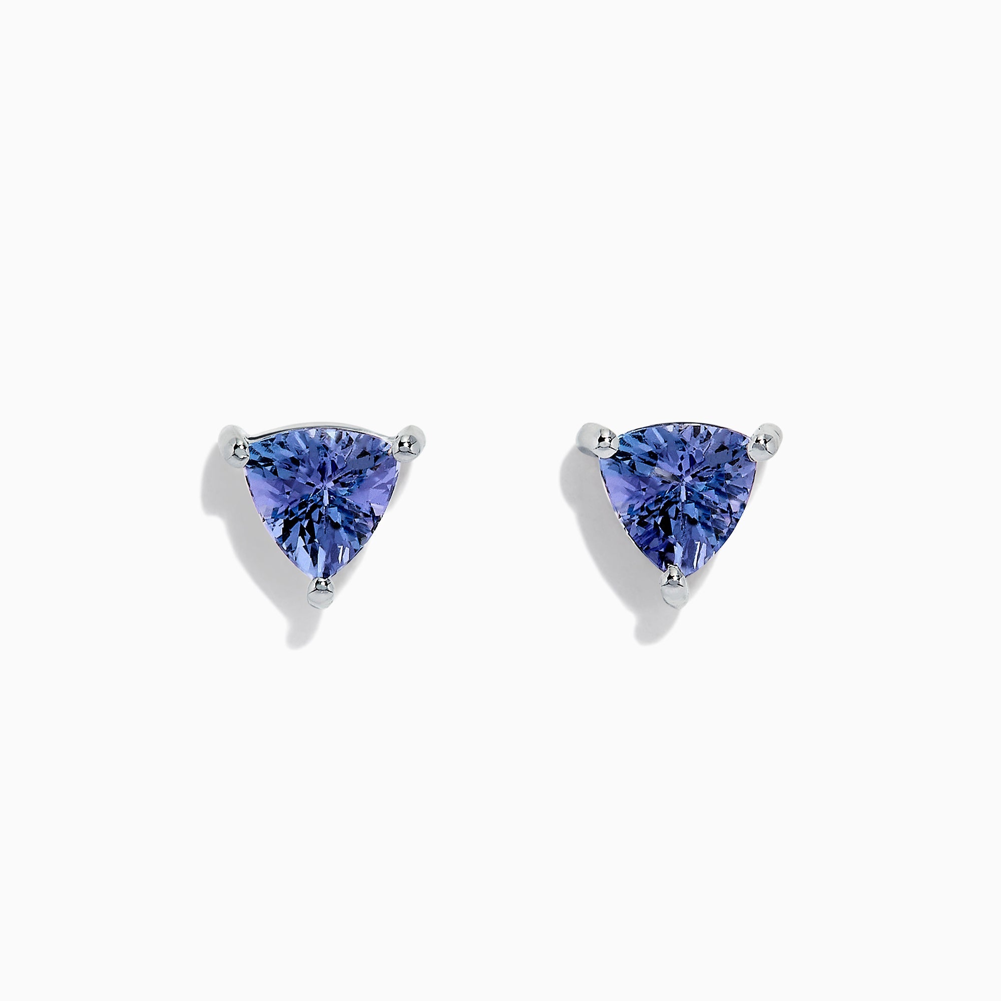 14K White Gold Trillion Cut Tanzanite Stud Earrings, 0.65 TCW