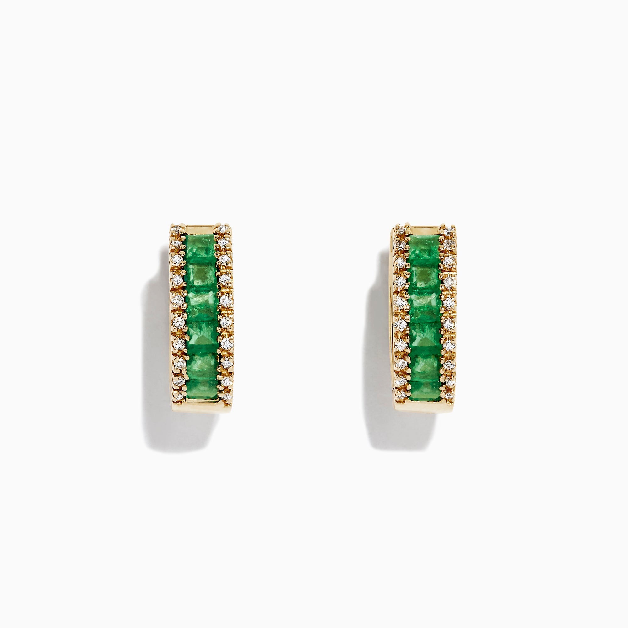 Brasilica 14K Yellow Gold Emerald and Diamond Earrings, 1.53 TCW