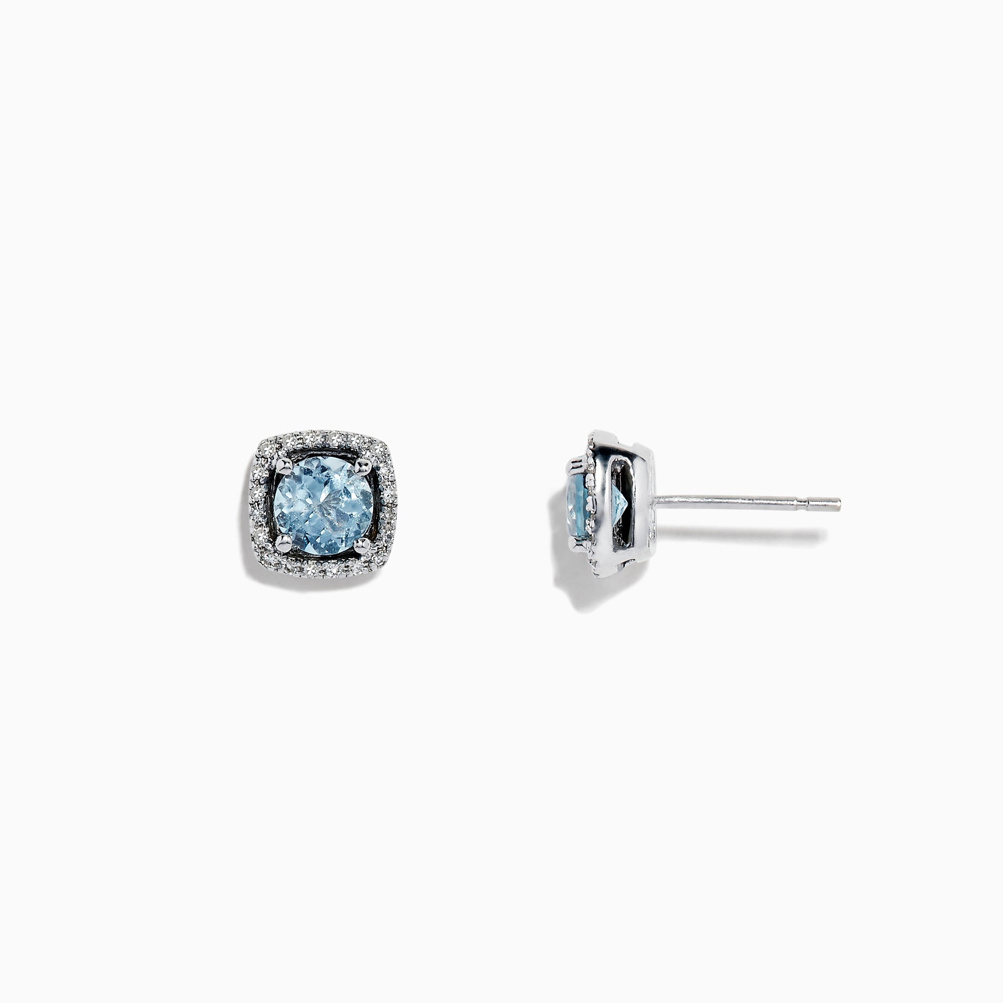 Aquarius 14K White Gold Aquamarine and Diamond Earrings, 0.88 TCW