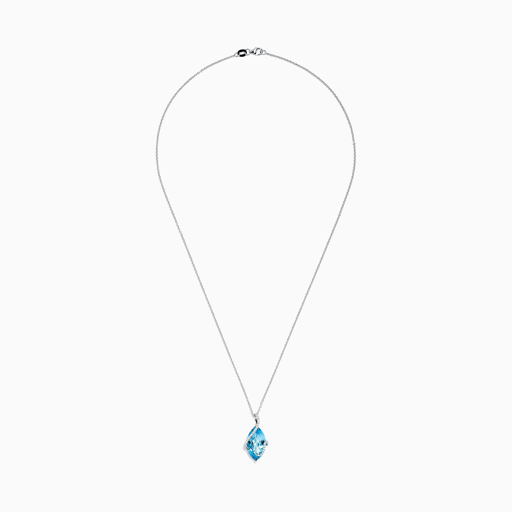 Ocean Bleu 14K White Gold Blue Topaz & Diamond Pendant, 7.27 TCW